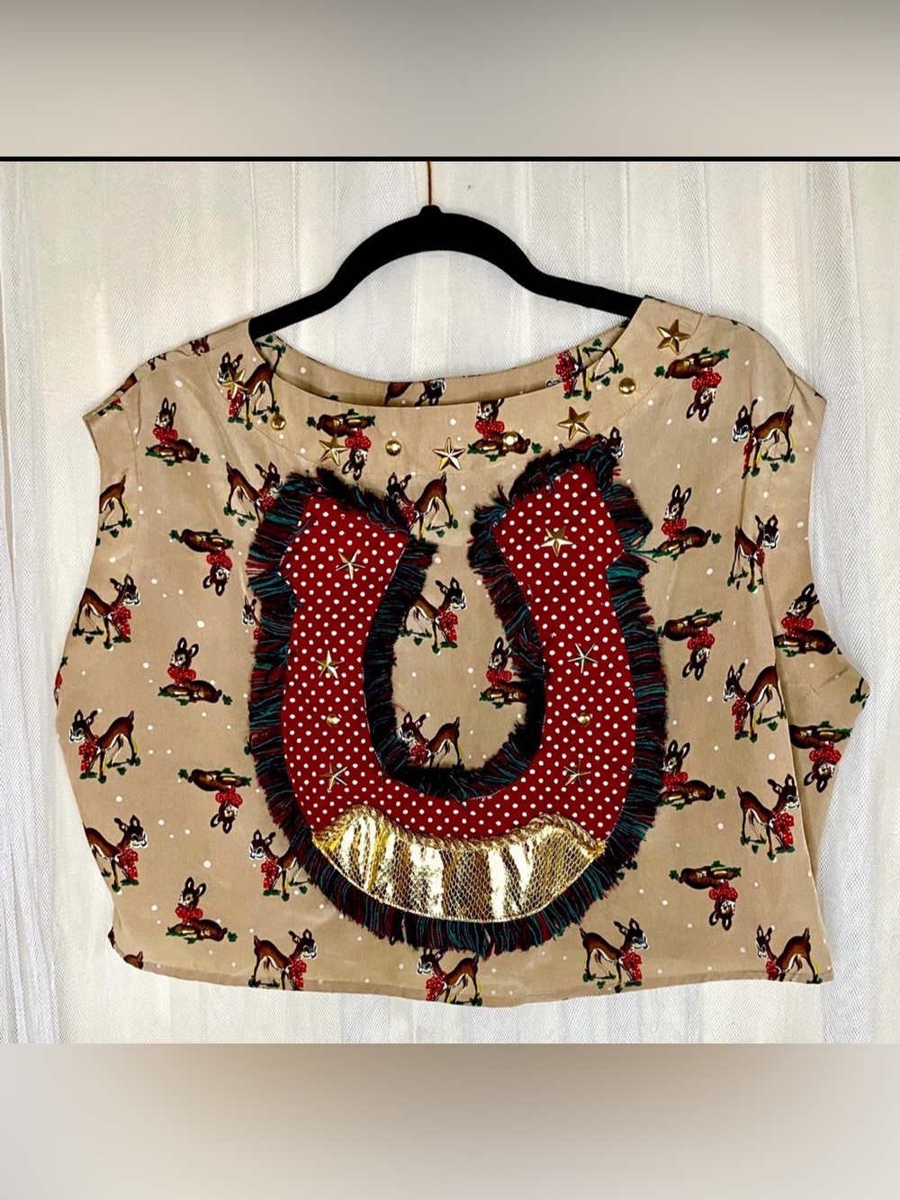 RARE Vintage Irregular Choice Bertha Bambi Deer Crop Top 2015 Cheery Deer Kitsch